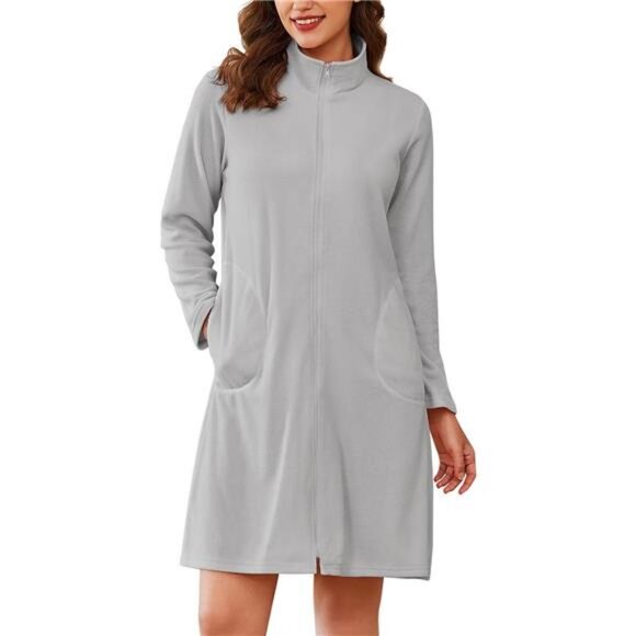 Other - Women's Zipper Robes Long Sleeves Bathobe Soft House Coat Sleepwear